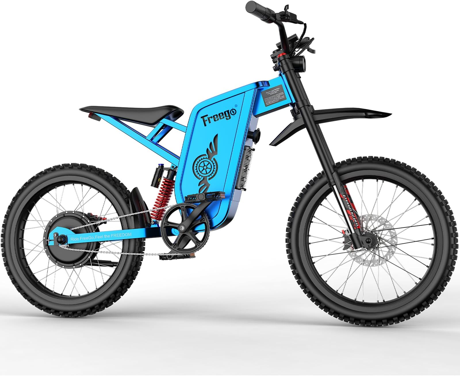 Freego Electric Motorcycle for Adults, X2Pro Electric Dirt Bike 6000W(Peak) Motor 60V/35Ah Battery,50MPH/7 Speed Off Road Electric Bicycle,19x2 Tire Full Suspension/Four-Piston Hydraulic Brake