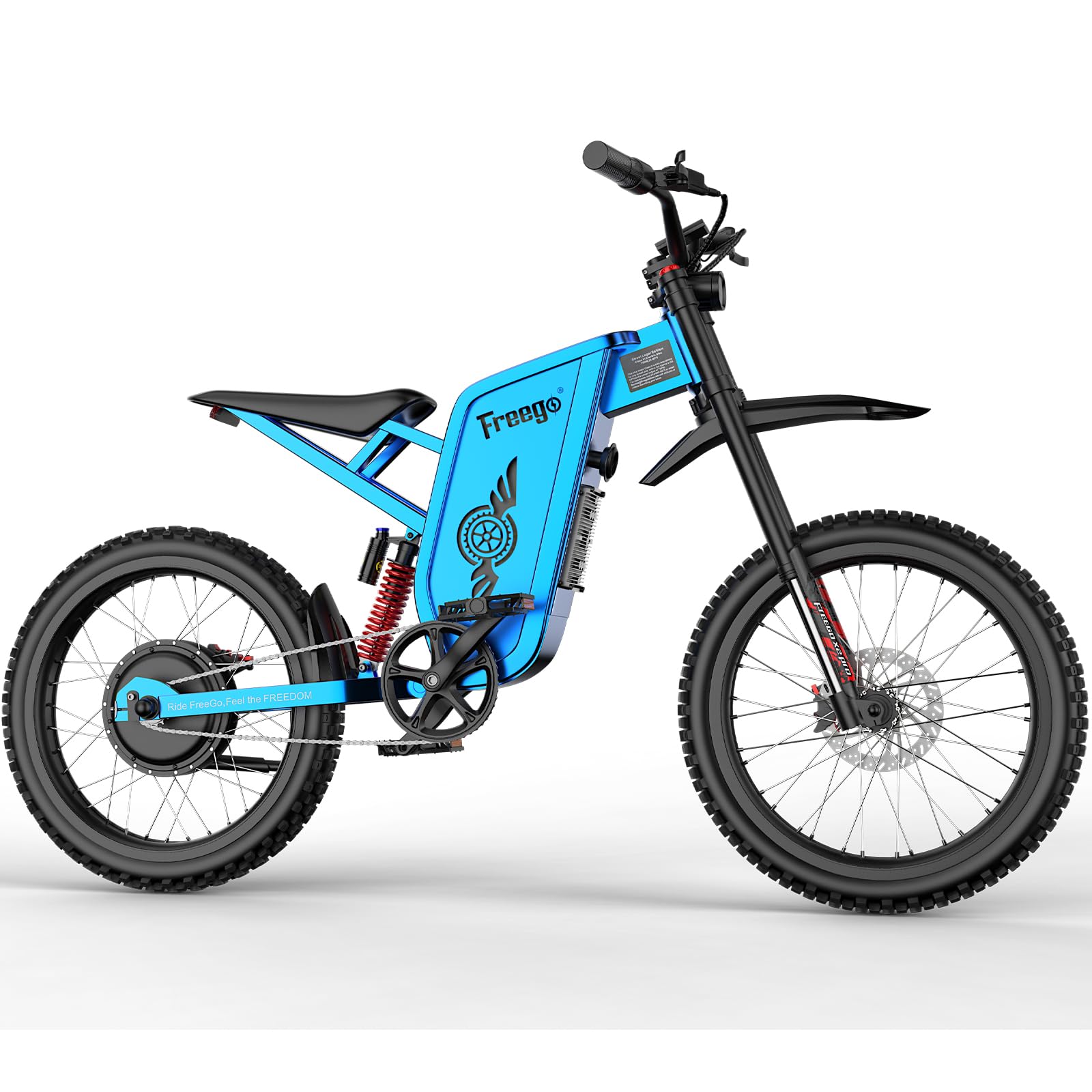 Freego Electric Motorcycle for Adults, X2Pro Electric Dirt Bike 6000W(Peak) Motor 60V/35Ah Battery,50MPH/7 Speed Off Road Electric Bicycle,19x2 Tire Full Suspension/Four-Piston Hydraulic Brake