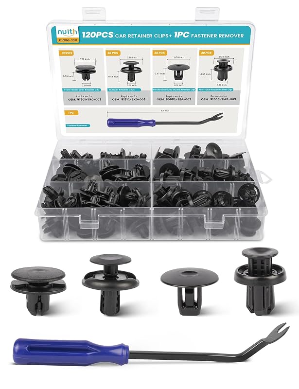 Kit com 121 Presilhas de Fixação para Para-choque e Parabarro NuIth para Honda e Acura – com Removedor
