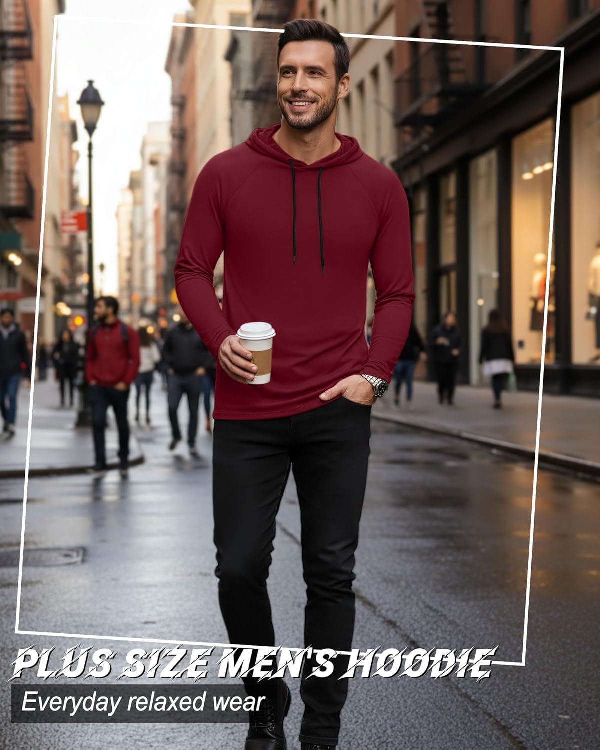 4 Pack Mens Big and Tall Hoodies Sweatshirt Long Raglan Sleeve Casual Pullover Drawstring Workout Athletic Shirt - Image 3