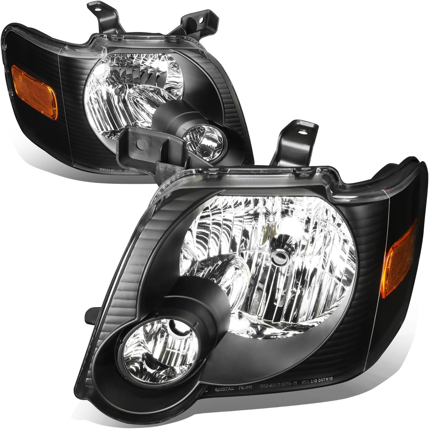 Auto Dynasty Headlight Assembly for 2006–2010 Ford Explorer / 2007–2010 Sport Trac (Black Housing Amber Corner)