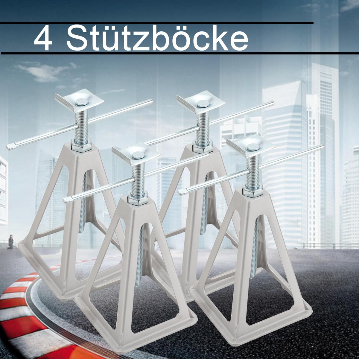 Lot de 4 Chandelles de Stabilisation pour Caravane, Stabilisateur pour Camping-Car Charge, jusquà 900 kg, Hauteur réglable 27-43 cm, Chandelles en Aluminium pour Les Remorques de Caravanes