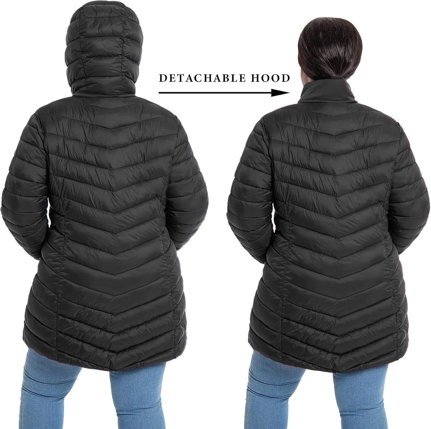 Women's Plus Size Packable Puffer Jacket 1X-6X Lightweight Winter Puffer Coat - Image 3