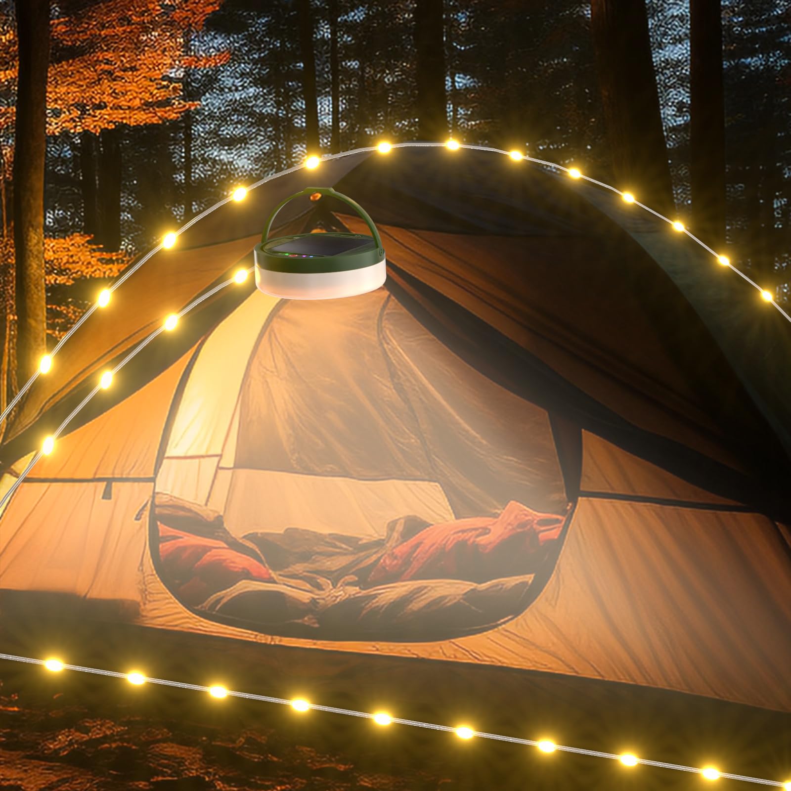 Stringa di luci portatili per esterni, luci solari a LED impermeabili