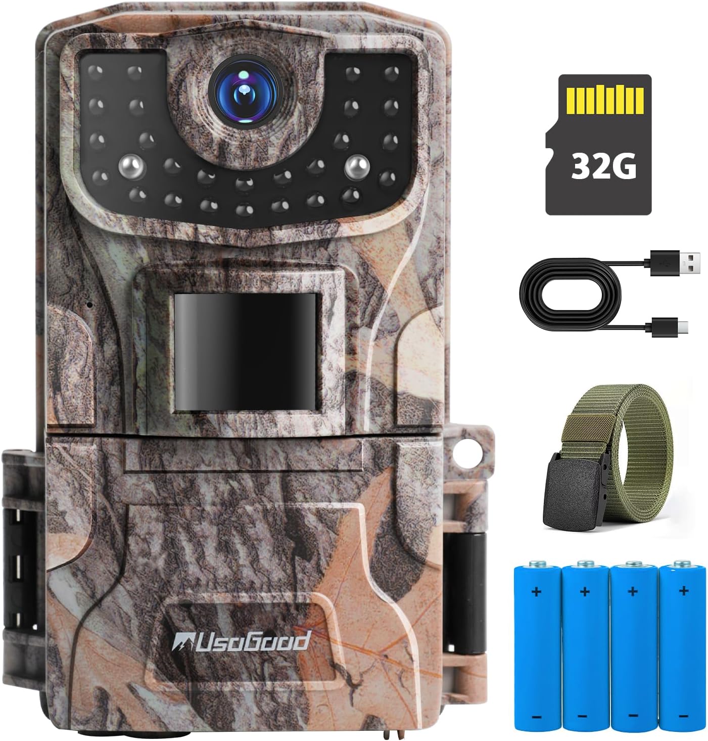 usogood Trail Camera 36MP 2K, Game Camera with Night Vision,32GB Card&Batteries,IP66 Waterproof Trail Cam with 2.0” HD Screen, Hunting Camera for Backyard/Wildlife Monitoring