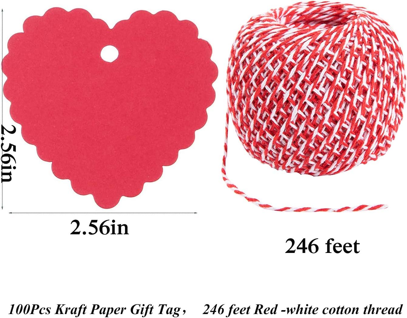 100PCs Valentine Gift Tags Heart Kraft Paper Gift Tags with String for Wedding Party Gift Wrapping Hang Label : Health & Household