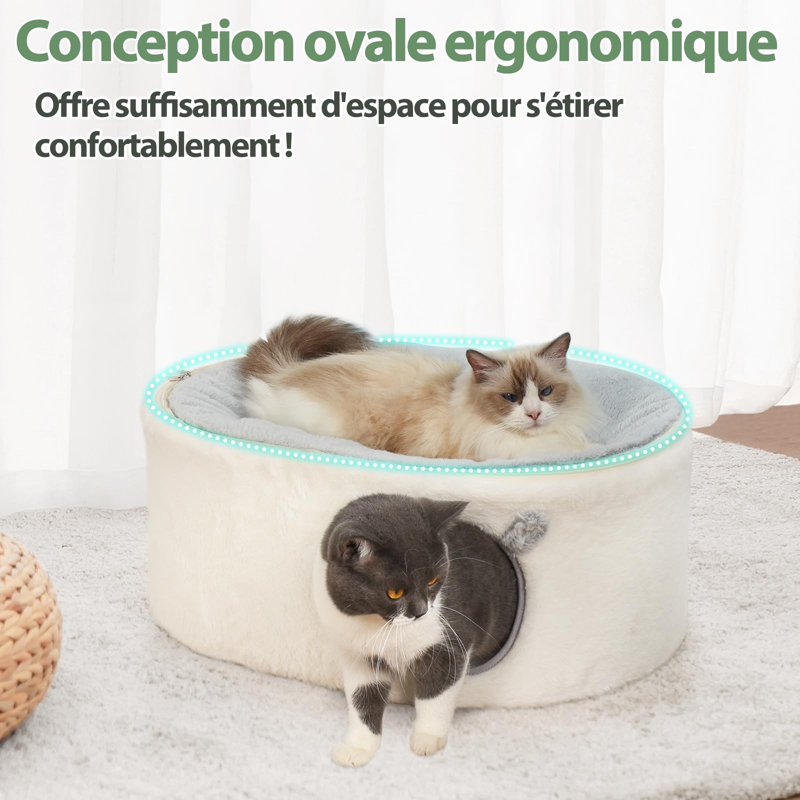GUUSII HOME Surélevé Lit pour Chats Chaton Maison Chiot Cabane 2 Niveaux Animal de Compagnie Grotte Interieur Fermé Cachette Igloo Chat avec Housse Lavable Assemblage Facile 60 * 45 * 27cm