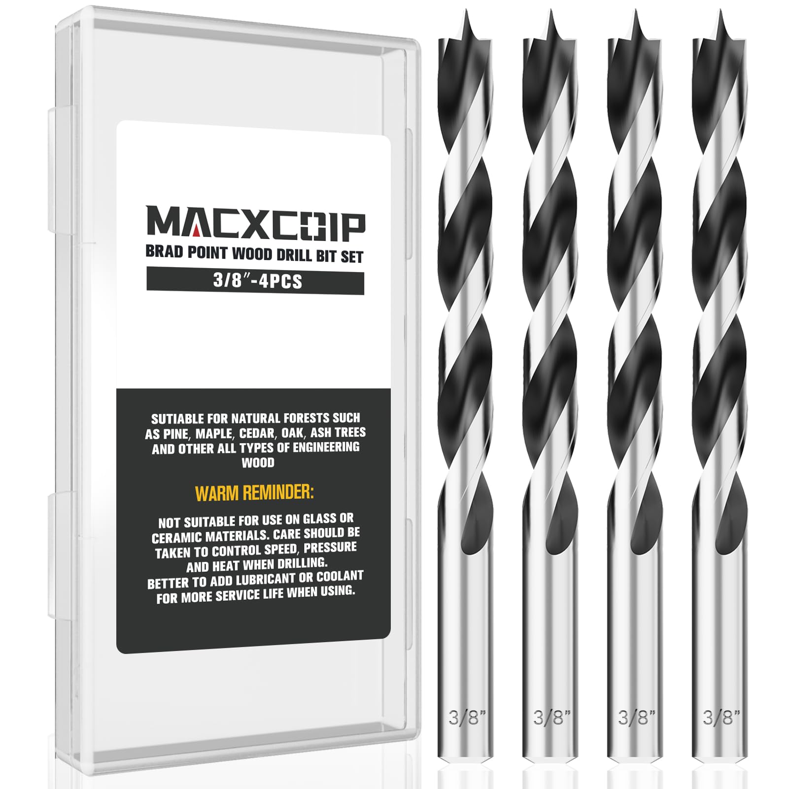 16pc Brad Point Drill Bits - Extra Long Wood Drill Set -13