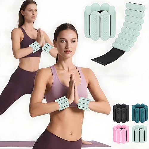 Miniatura 9 de Juego de 2 pesas para tobillo (1 libra2 libras cada una)  Pesas ajustables de alta calidad para muñeca y tobillo para mujeres y hombres, pulseras de