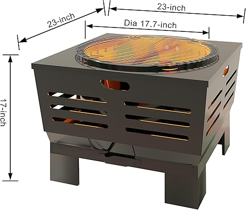 Miniatura 5 de Fire Beauty Fogata con soporte, hoguera de leña sin humo con bandeja de cenizas, hoguera portátil al aire libre con rejilla de cocción y póquer para