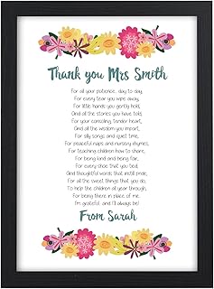 Thank You Teacher Gift Word Art Personalised Head Childminder Assistant Gifts - Thank You Gifts for Teachers, Teaching Assistants, TA, Nursery Teachers