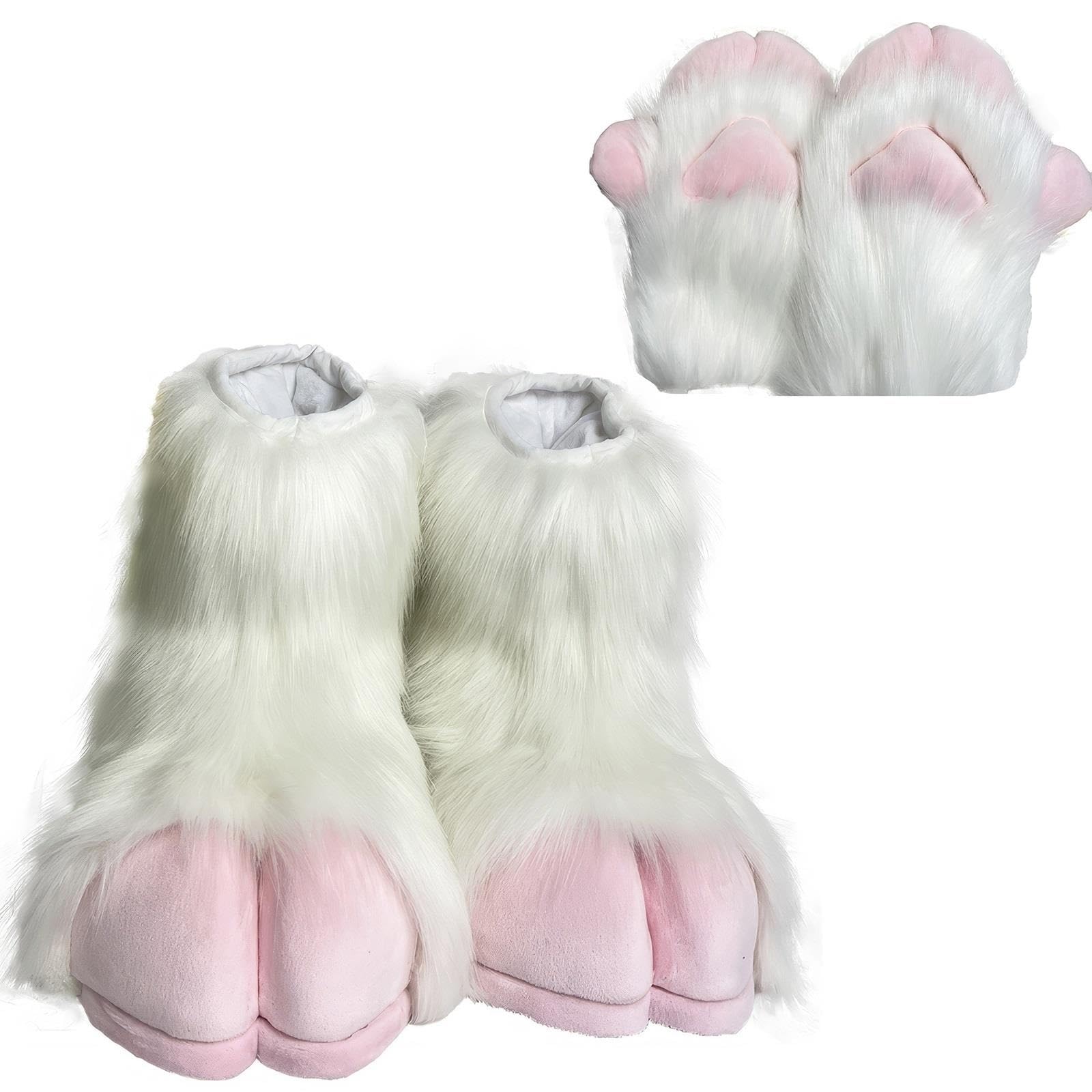 Botas Pezuña Peluche y Guantes Garra, Conjunto Disfraz 2 Piezas Adulto
