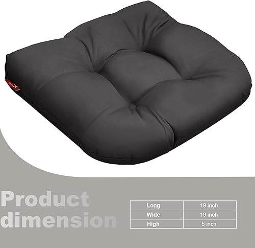 Miniatura 10 de Pcinfuns Cojines de asiento para exteriores, 19 x 19 x 5 pulgadas, cojines de relleno grueso con esquinas redondas para sillas de patio, cojín para