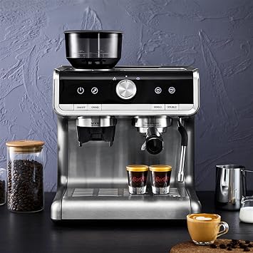 Coffee Maker Coffee Pot Electric Coffee Machine Espresso Maker Portable Fully Automatic Grinding Integrated Steam Milk Froth Machine, UK, Dark Grey