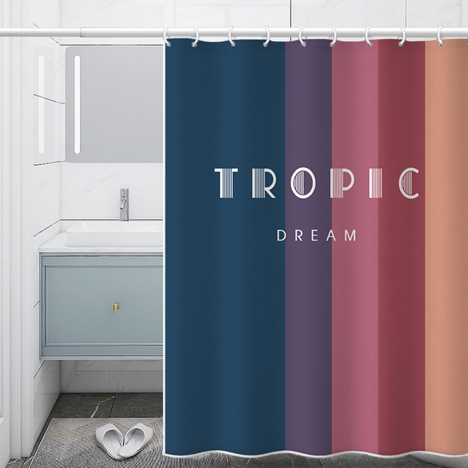 Rideau de douche 180x180 rideau salle de bain polyester anti moisissure KnSam arc-en-ciel