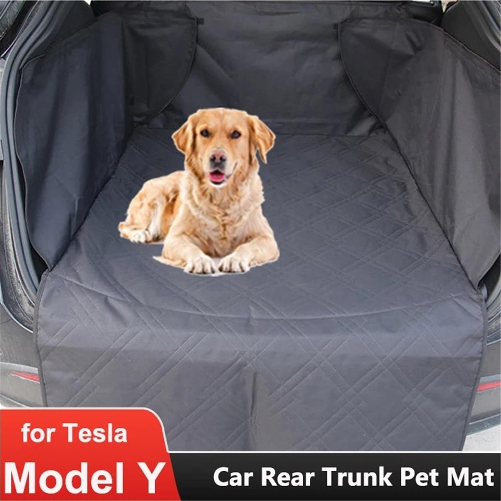 Protector Maletero Coche Alfombrilla para Maletero Trasero para Mascotas, Compatible con Tesla Model Y HW4.0 2024-23, Funda de Tela Oxford Impermeable para Asiento de Perro.