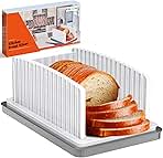 New Upgrade Bread Slicer for Homemade Bread, Bread Slicing Guide Adjustable Width, Foldable and Compact Cutting Guide with Crumb Tray, Suitability for Homemade Bread, Bagels, Cakes