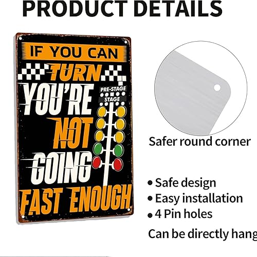 Miniatura 4 de Clásico hierro pintado con patrones de carreras de arrastre divertido decoración de pared de 8 x 12 pulgadas, carteles de metal retro para cocina