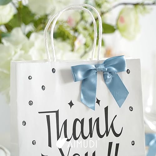 Vista 138 de AIMUDI Lazos giratorios para bolsas de golosinas de 3.5 pulgadas, lazos de satén azul turquesa para manualidades, lazos prefabricados con lazos Azul