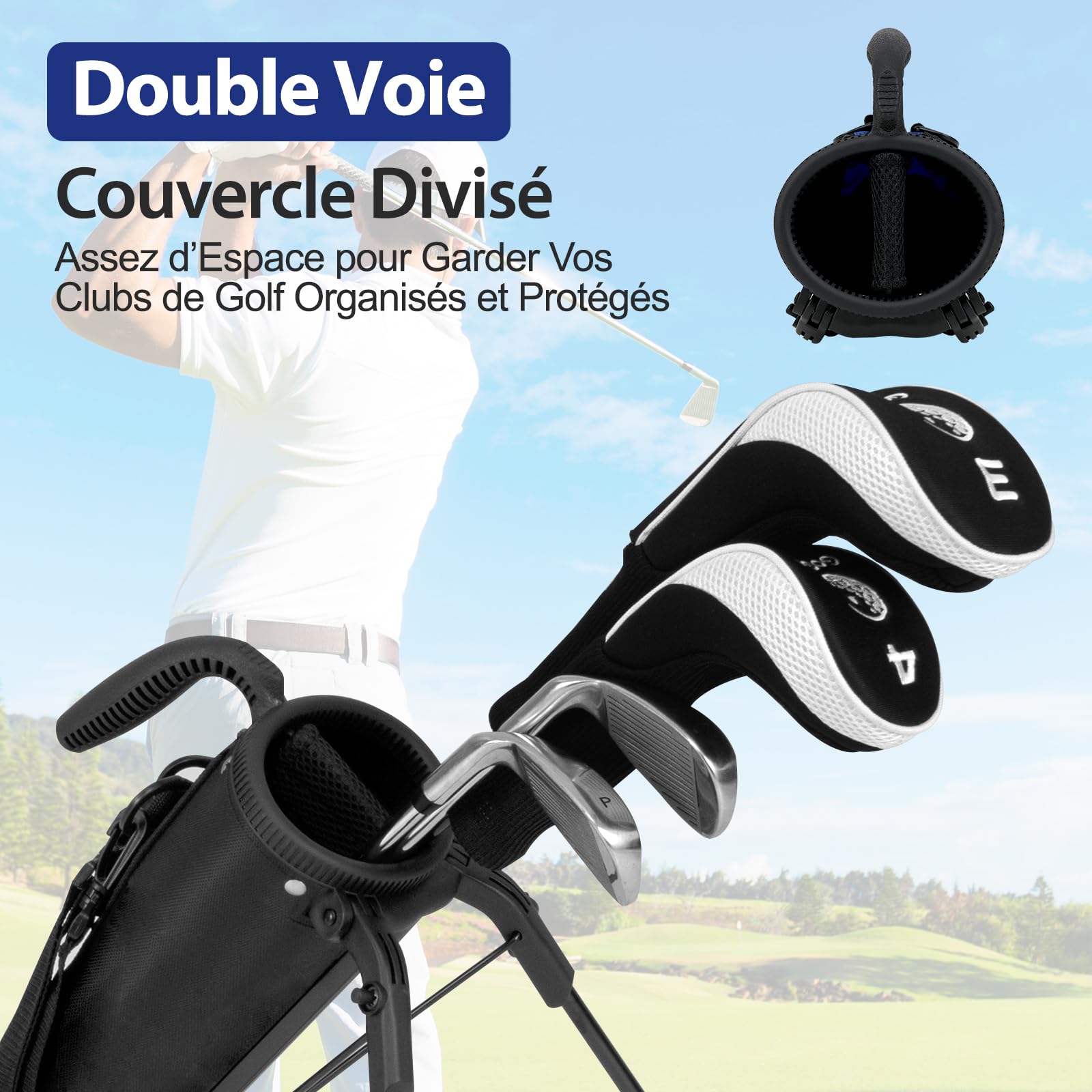 COSTWAY Sac de Golf Léger avec Pitch Putt pour Le Driving Range, Sac de Club de Golf Portable avec Parcours par 3 et Exécutifs Bandoulière Poche et Porte-Bouteille, pour Femmes/Hommes
