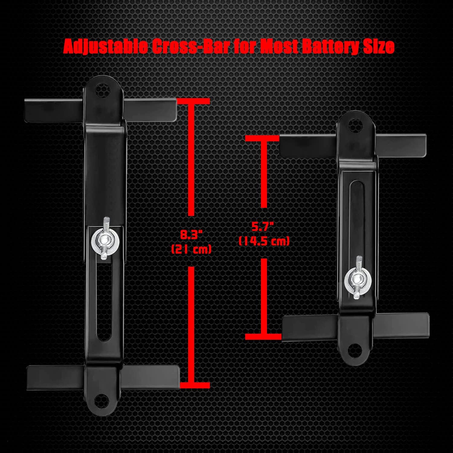Ampper Battery Hold Down Clamp, Stainless Steel J Hook Battery Hold Down Bracket Bolts Kit with Adjustable Crossbar (2 Sets, Bolt Length 7.5 in)