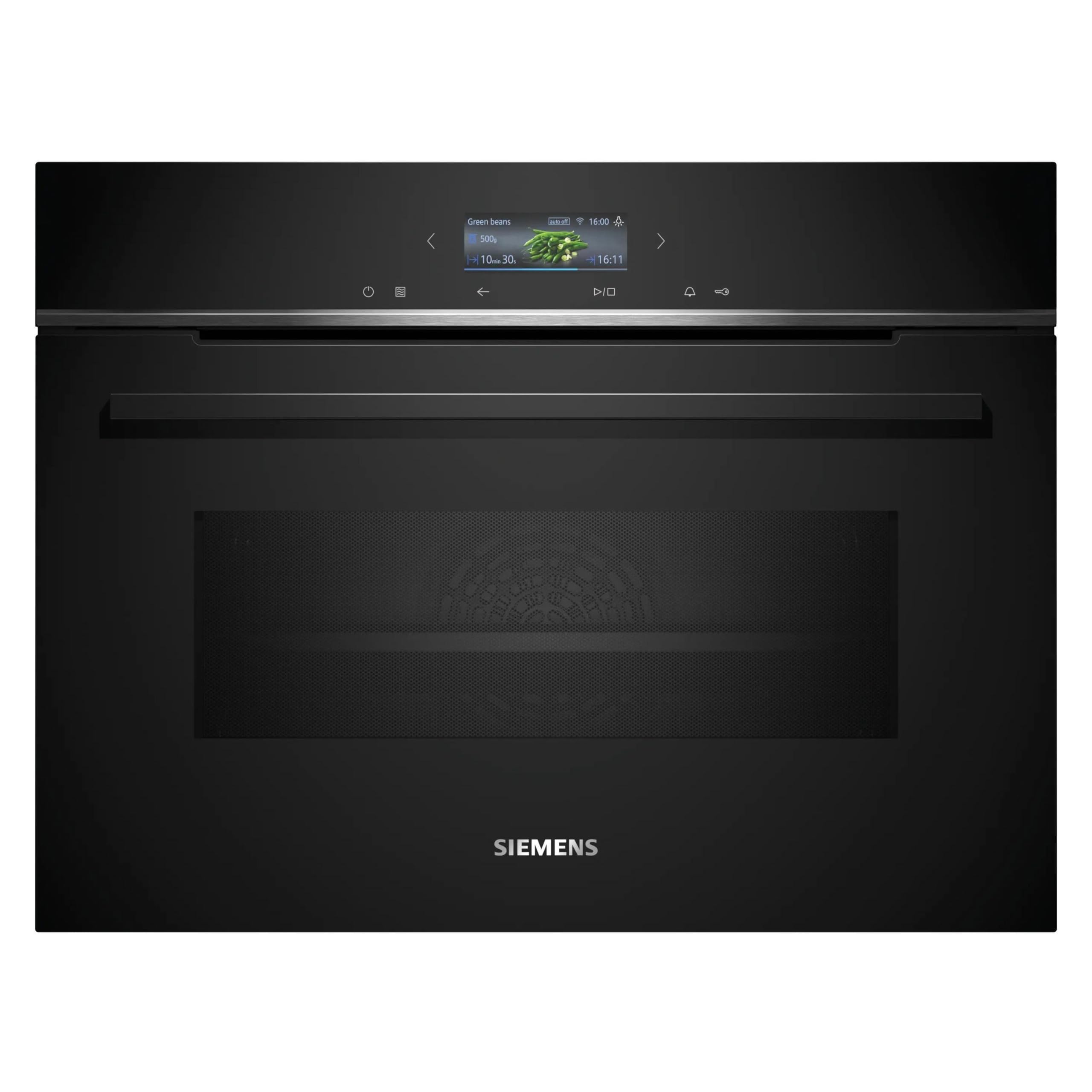 Siemens iQ700 CM724G1B1 Einbau-Kompaktbackofen mit Mikrowellenfunktion 60x45 cm 900 W Schwarz Hydrolyse Air Fry Teleskopauszug Farb-Touchscreen