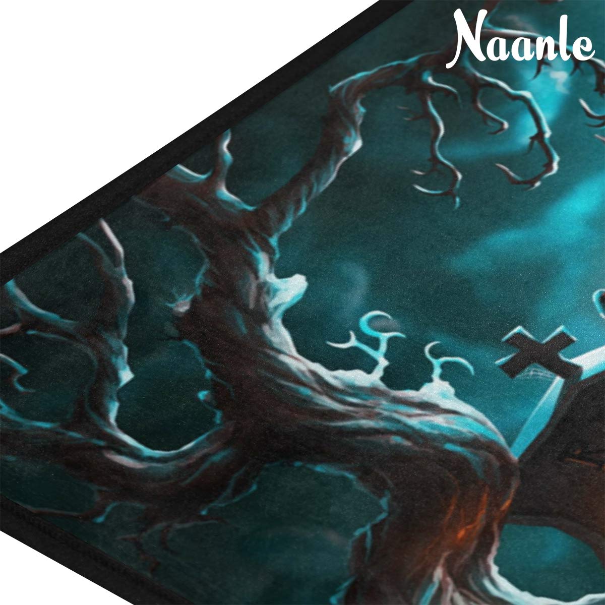 Naanle Halloween Anti Fatigue Kitchen Floor Mat, Mystery Graveyard Non Slip Absorbent Comfort Standing Mat Kitchen Runner Rug for Hallway Entryway Bathroom Living Room Bedroom 39 x 20 Inches