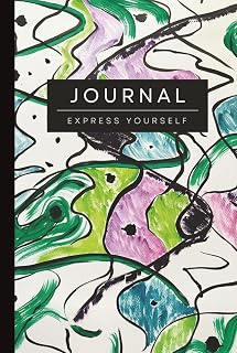 Abstract Swirl Art Journal, 250 Pages, 6x9 Blank Lined Notebook for Women and Men, Organic Swirl Painting Print (Turquoise, Black, Green, Purple, Blue)