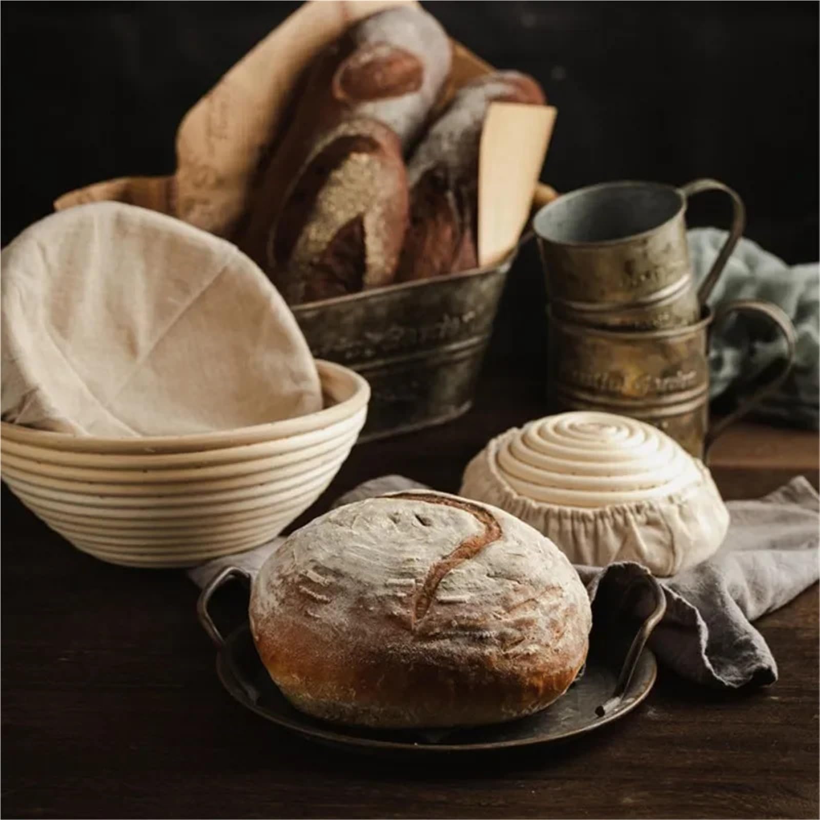 Cestas de mimbre for fermentación pan, cestas masa fermentada for, Banneton Brotform Dougn Para Hornear Pan(20x8cm)