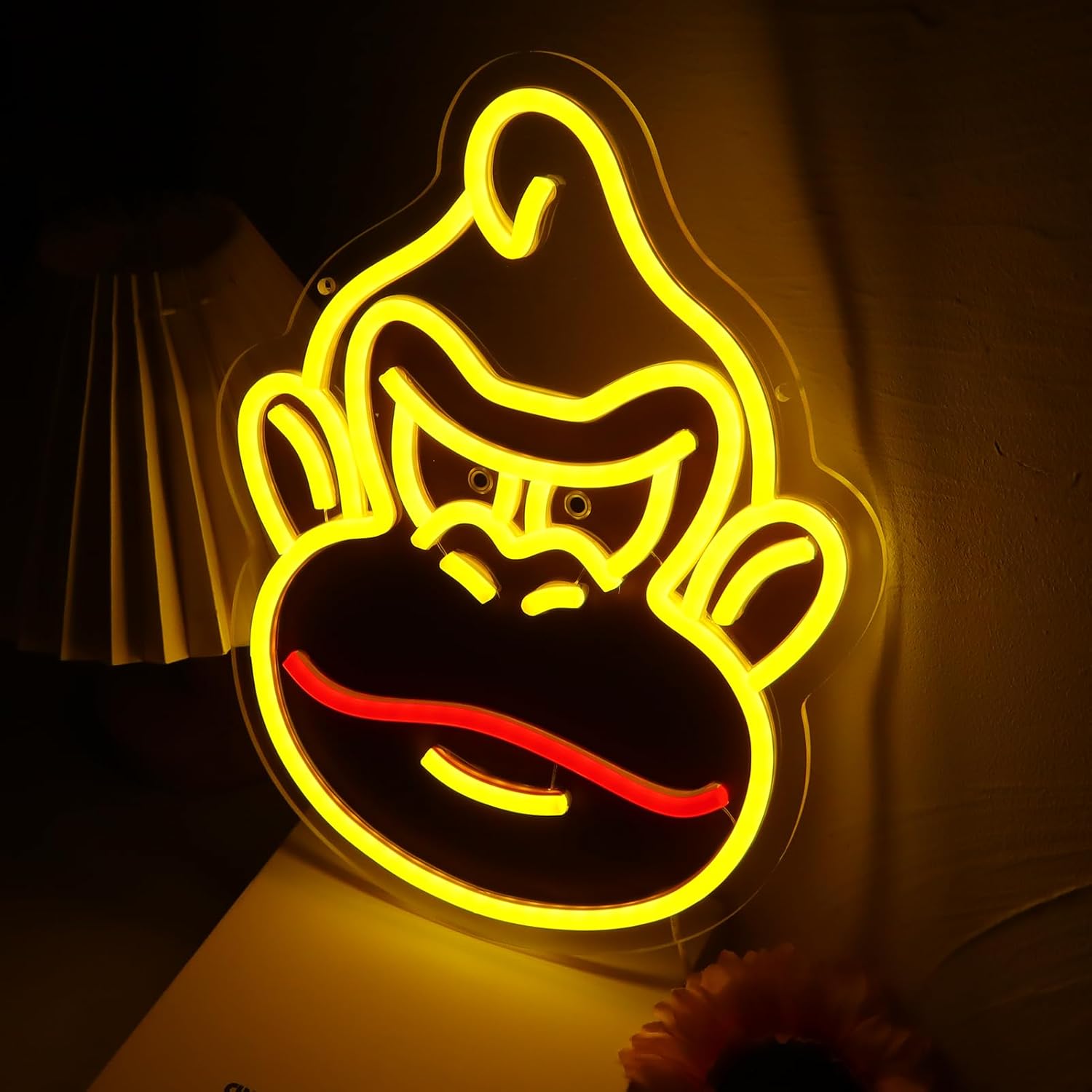 Retro Gorilla Neon Sign, Classic Game Character Inspired LED Light, Game Room Wall Decor, Man Cave Lighting for Gamer Bedroom, Retro Gaming Gift