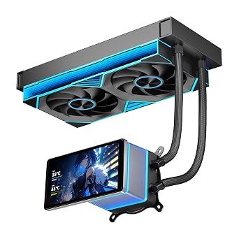 PF 240 CPU Water AIO Cooler Liquid Cooling|5.5-inch LCD Magnetic Screen|360mm ARGB Infinity Mirror 2000RPM PWM Fan|Lower Noise 30DBA|for LGA1851/1700/1200/115X/AM4/AM5Black