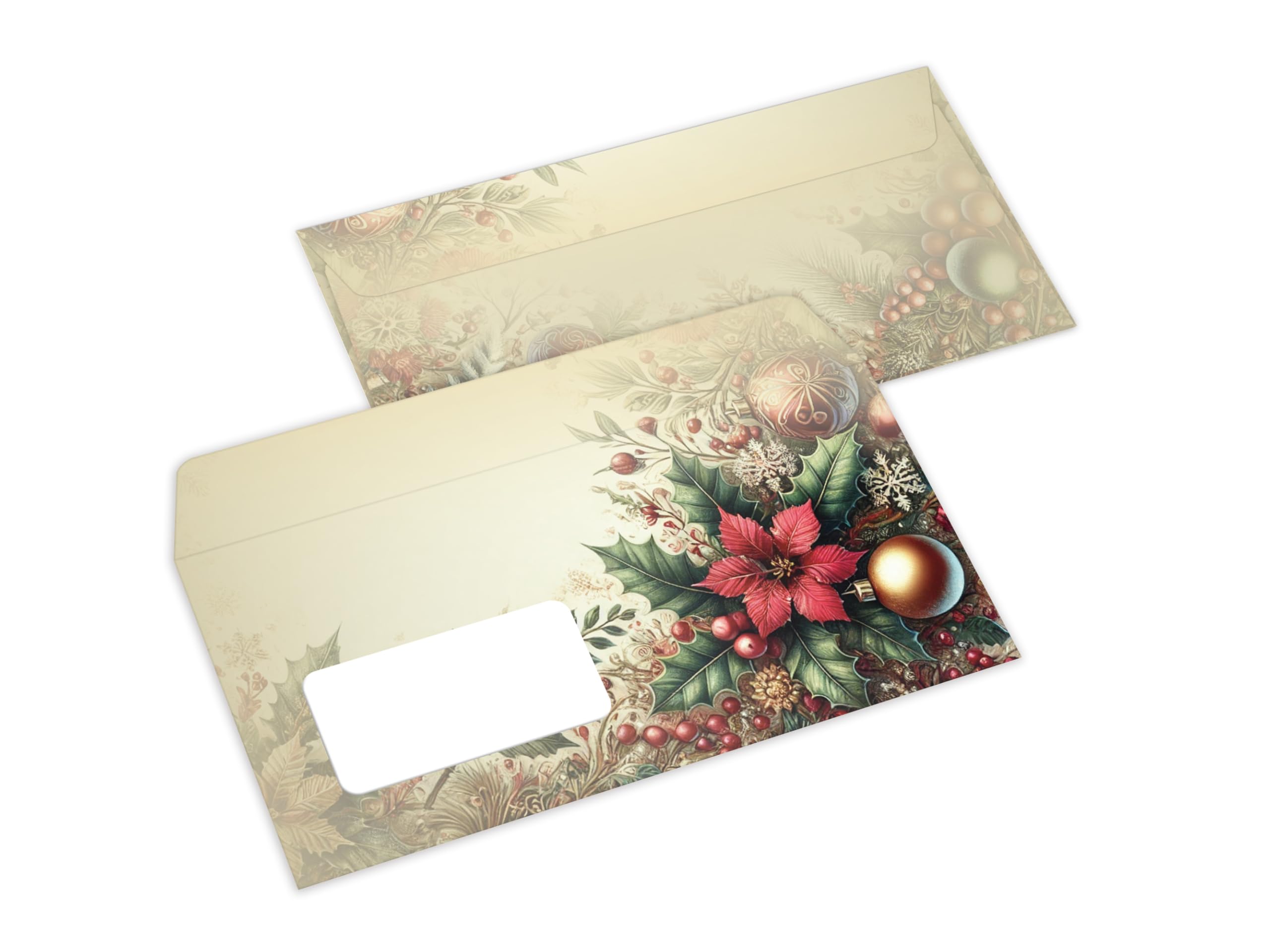 Briefpapier Weihnachten Weihnachtsbriefpapier mit Umschlag Umschlägen mit Fenster Weihnachtspapier A4 für Kunden (250 Blätter + 250 Umschläge)