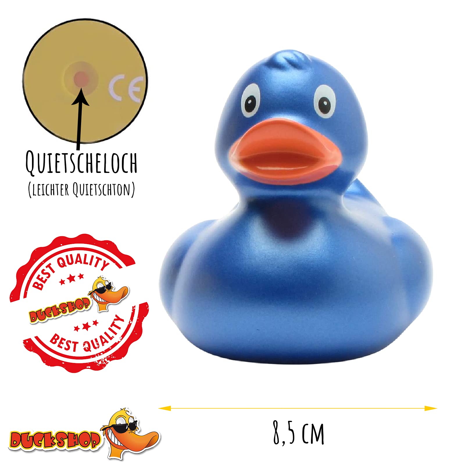 Badeente „Blinking“ In Blau – 8,5 Cm Groß, Aus Vinyl, Ohne Quietschfunktion