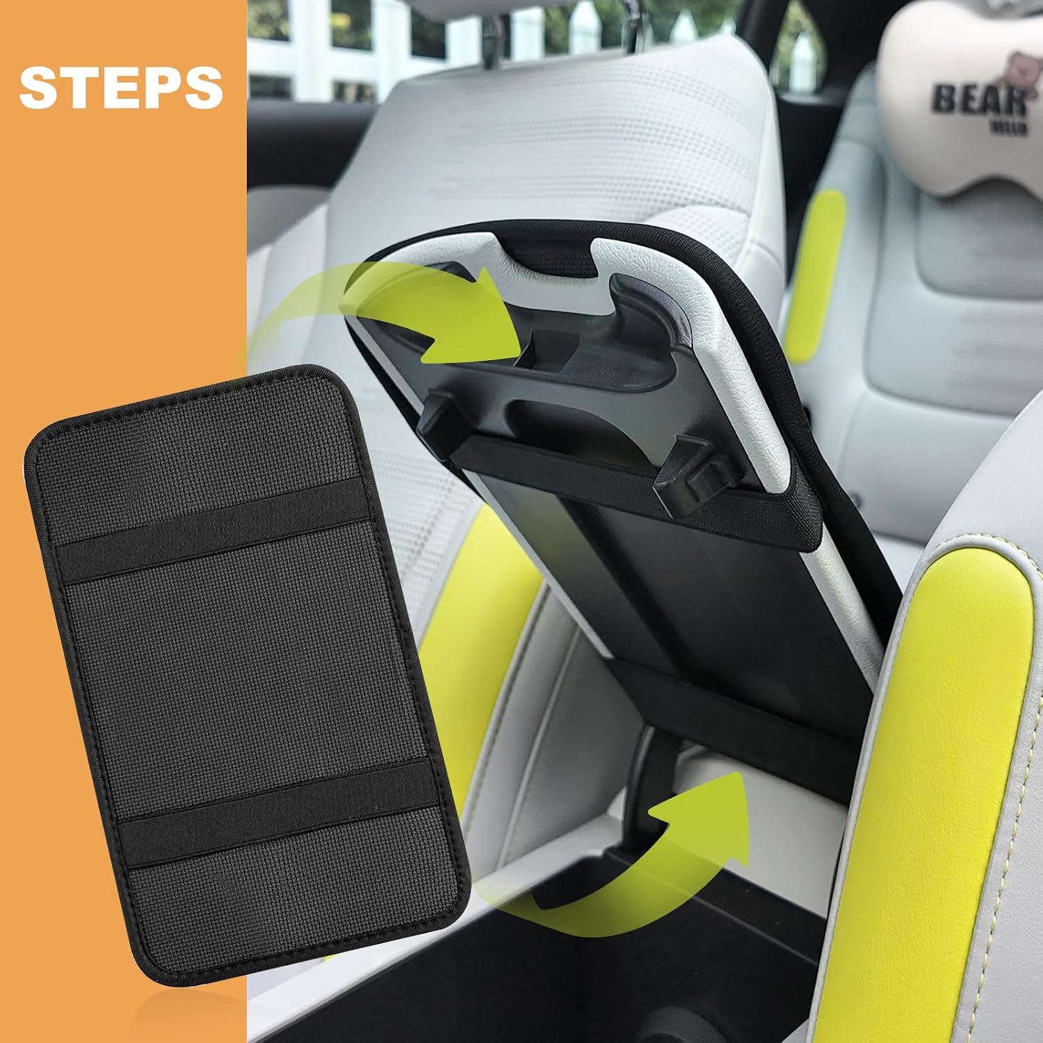 Auto Center Console Cover, Car Armrest Box Pad,Black Dog Paw Print Soft Waterproof Auto Armrest Seat Box Cover Protector for Most Vehicle SUV Truck Car