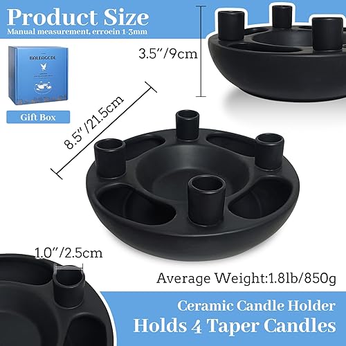 Miniatura 3 de Portavelas de cerámica con corona de Adviento con 4 asientos cónicos, soporte de vela negro para vacaciones, moderno, hogar, fiesta, cocina, isla,