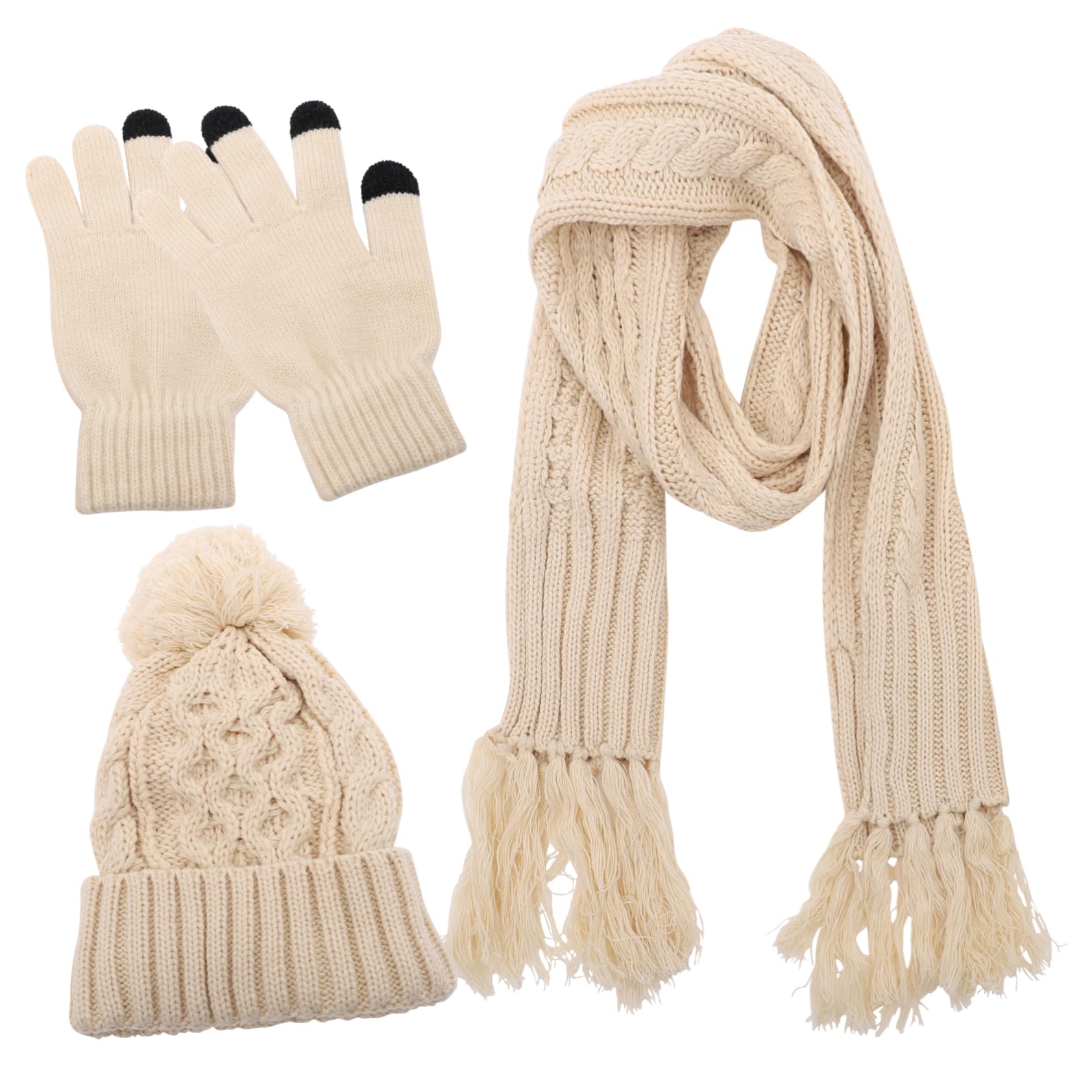 Beavorty Gorro De Lana Bufanda Guantes Tres Gorros Trajes Suaves De Invierno Para Mujer Bufanda De Punto Mitones Guantes Cálidos Gorro Bufanda Guantes Y Bufandas Guantes De