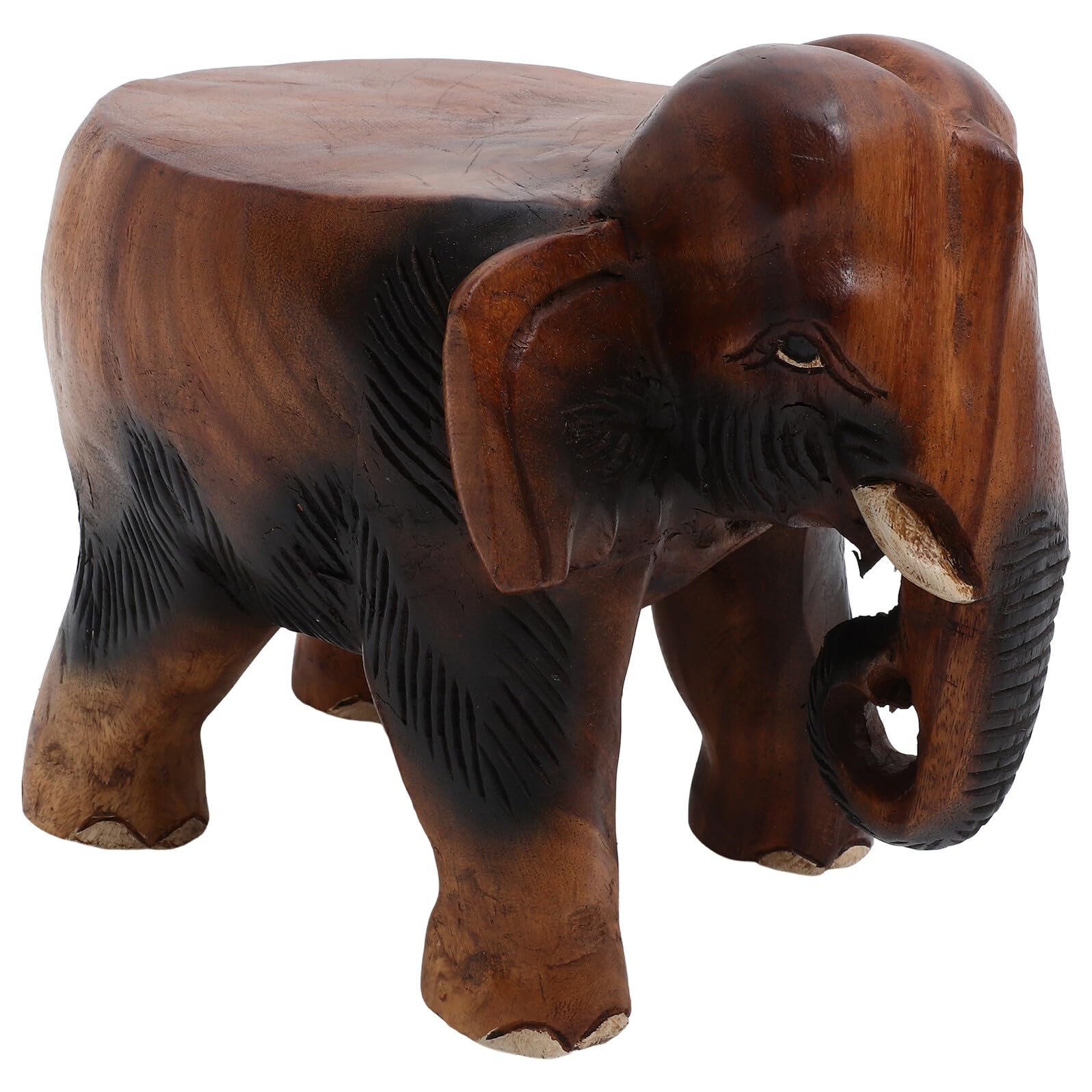 Tabouret créatif élégant en bois massif marron, repose-pieds sculptural haut de gamme