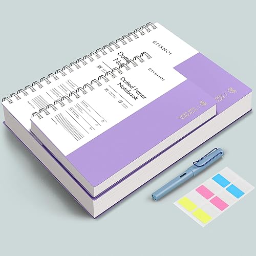 Miniatura 55 de EMSHOI Cuaderno de puntos en espiral A4, 150 hojas (300 páginas), diario de cuadrícula de puntos de 3.53 oz/m², tapa blanda impermeable, diario