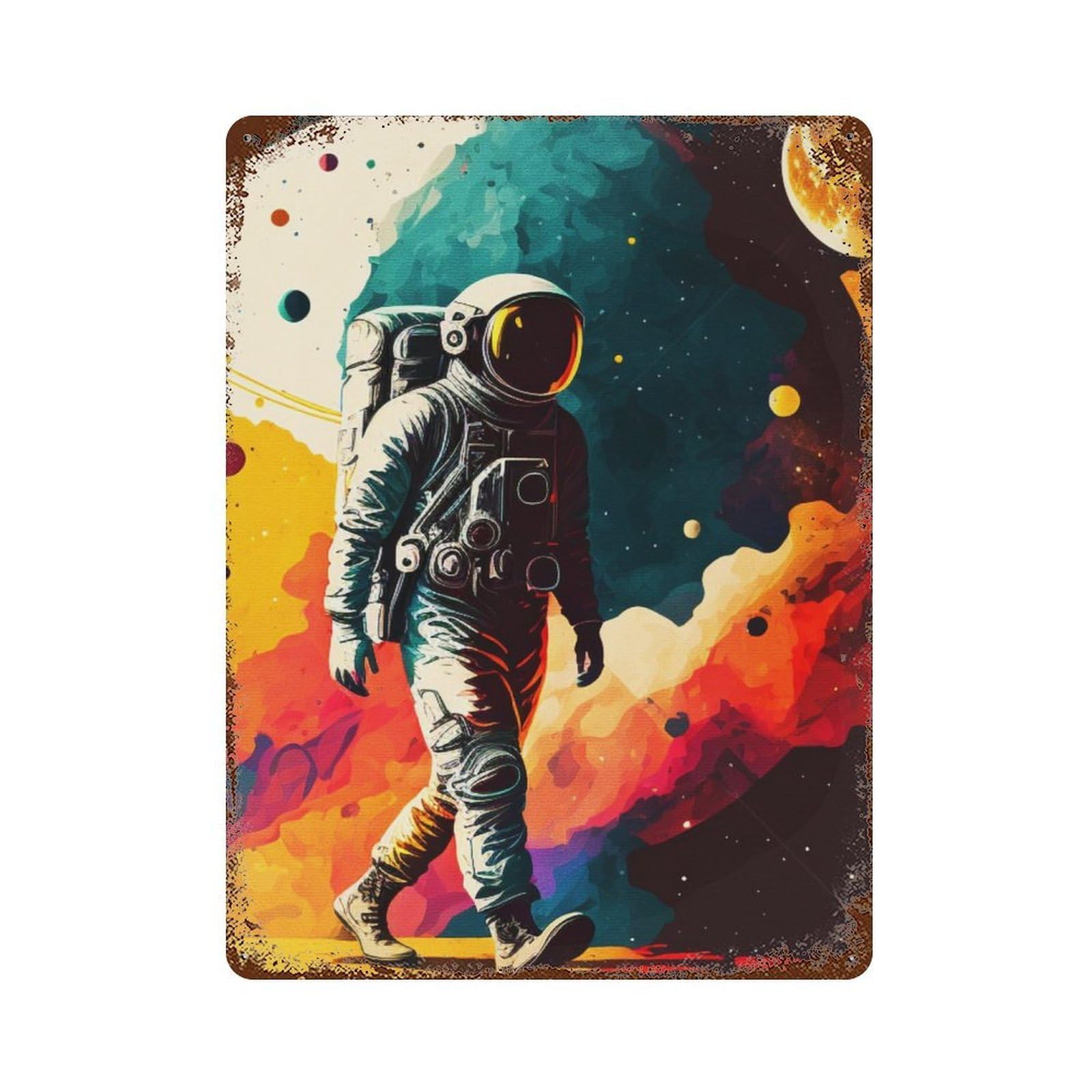 Garage Style Vintage Astronomy Vintage Rust Metal Sign 15.7"x11.8", Rustic Home Decor for Bar And Workshop
