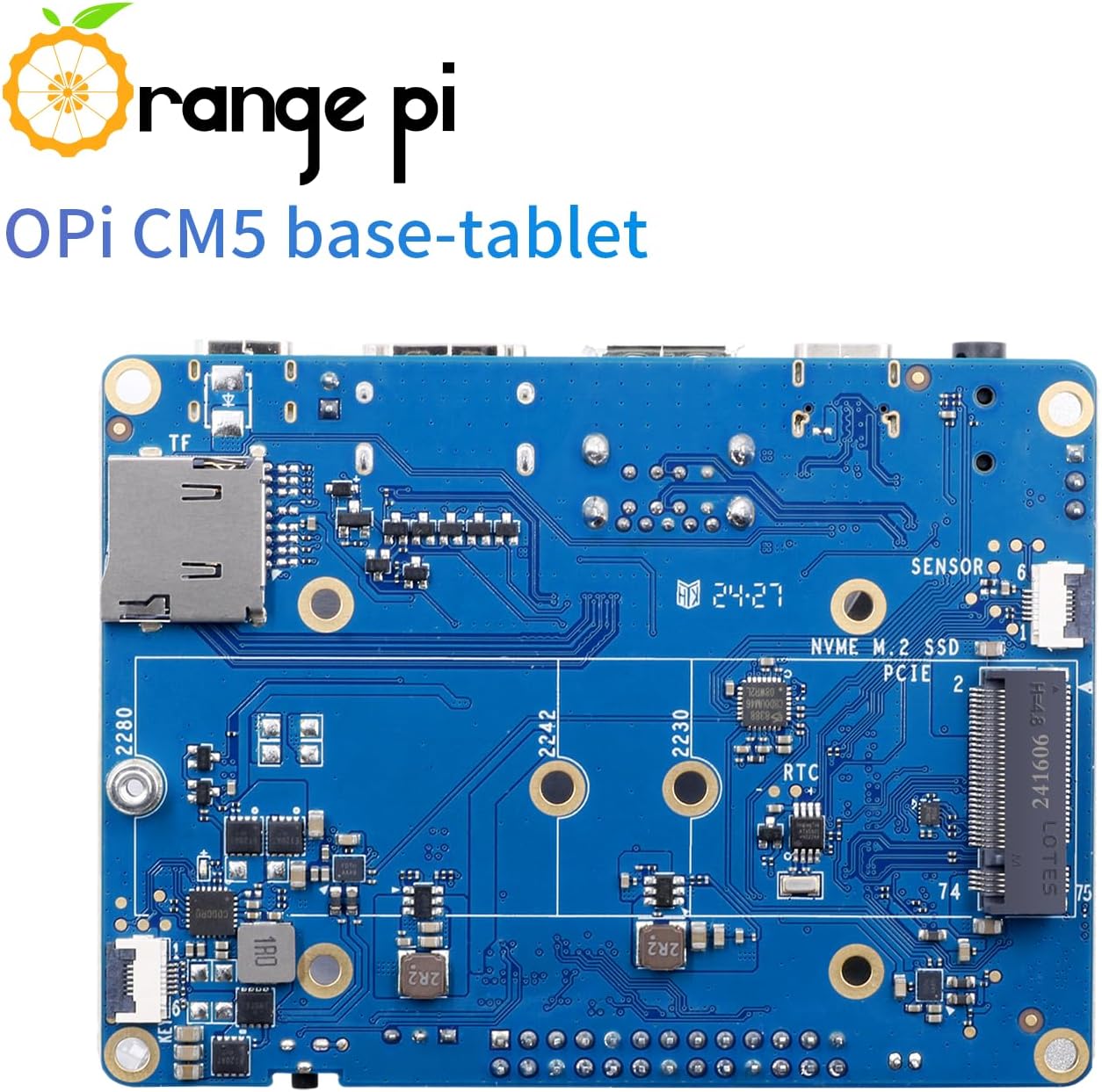Orange Pi CM5 Tablet Base Board Rich Interface, Up to 8K @60Hz, with Wi-Fi5+BT 5.0, BLE Support for Orange Pi CM5
