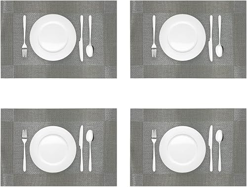 Miniatura 9 de Juego de 4 manteles individuales tejidos de vinilo, hermosos manteles individuales antideslizantes lavables y duraderos, para interiores y