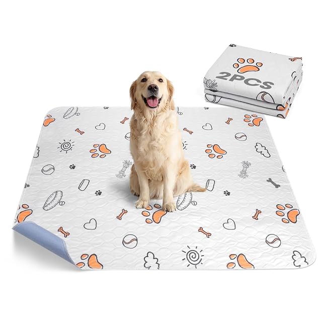 Washable Pee Pads for Dogs 2 Pack Large 36x41 Super Absorbent Reusable Dog Training Pads 100 Waterproof Non-Slip