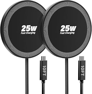 25W Wireless Charger for MagSafe, Magnetic Fast Charging Pad for iPhone 17/16/15/14/13/12 Series & AirPods, Strong Magnet, Portable Wireless Charger for Travel Home Office (Black, 10FT)