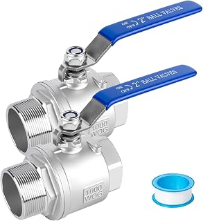 2 Inch 304 Stainless Steel Ball Valve 2 Pack, Full Port Male x Female NPT Thread, 1000 WOG Shut Off Valve
