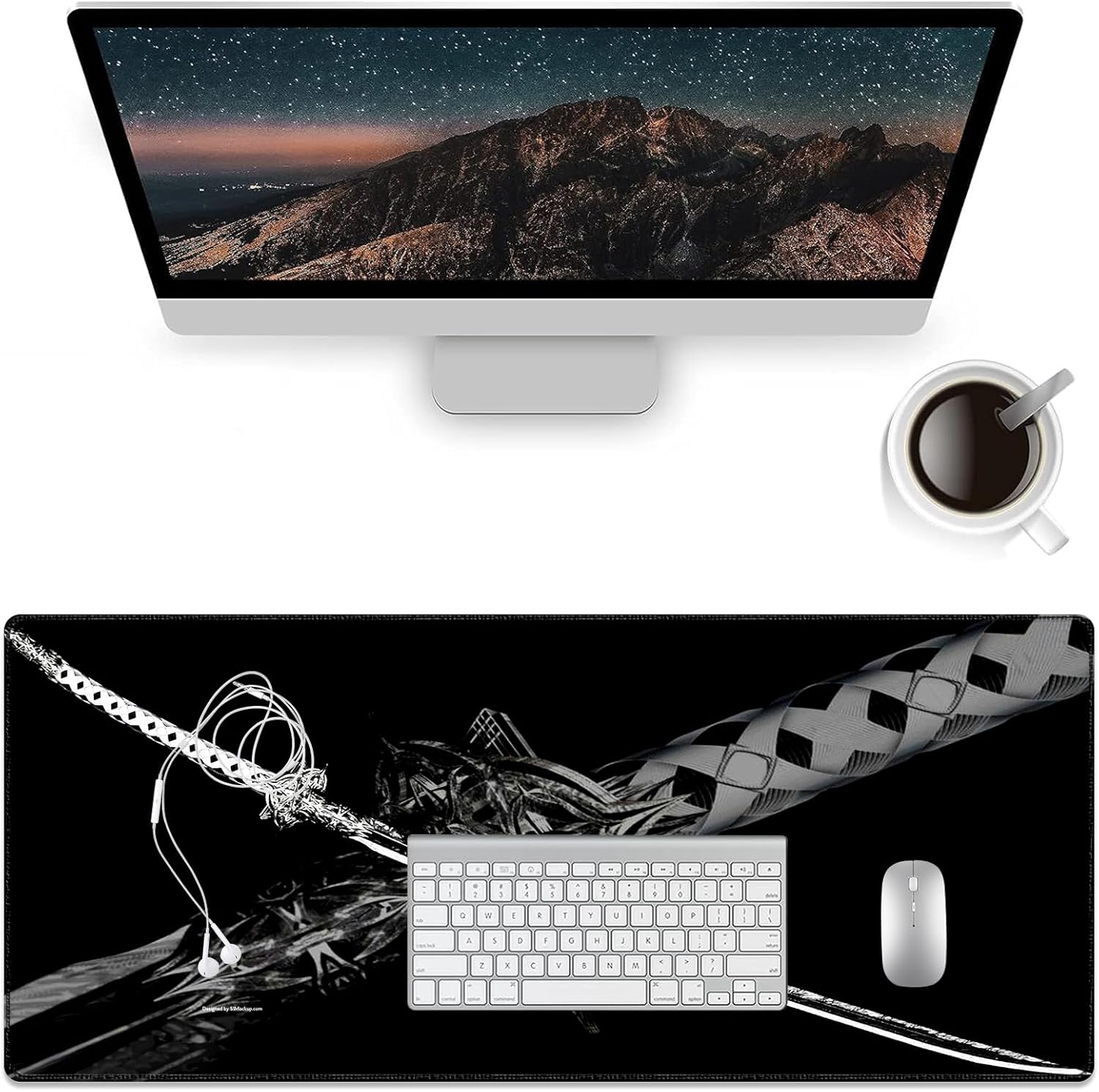 Katana Sword Desk Pad, Stitched Edges Mouse Pad, Large Office Desk Mat, Non-Slip Gaming Mouse Pad, Laptop Desk Pad, Desk Writing Pad for Office and Home - Image 5