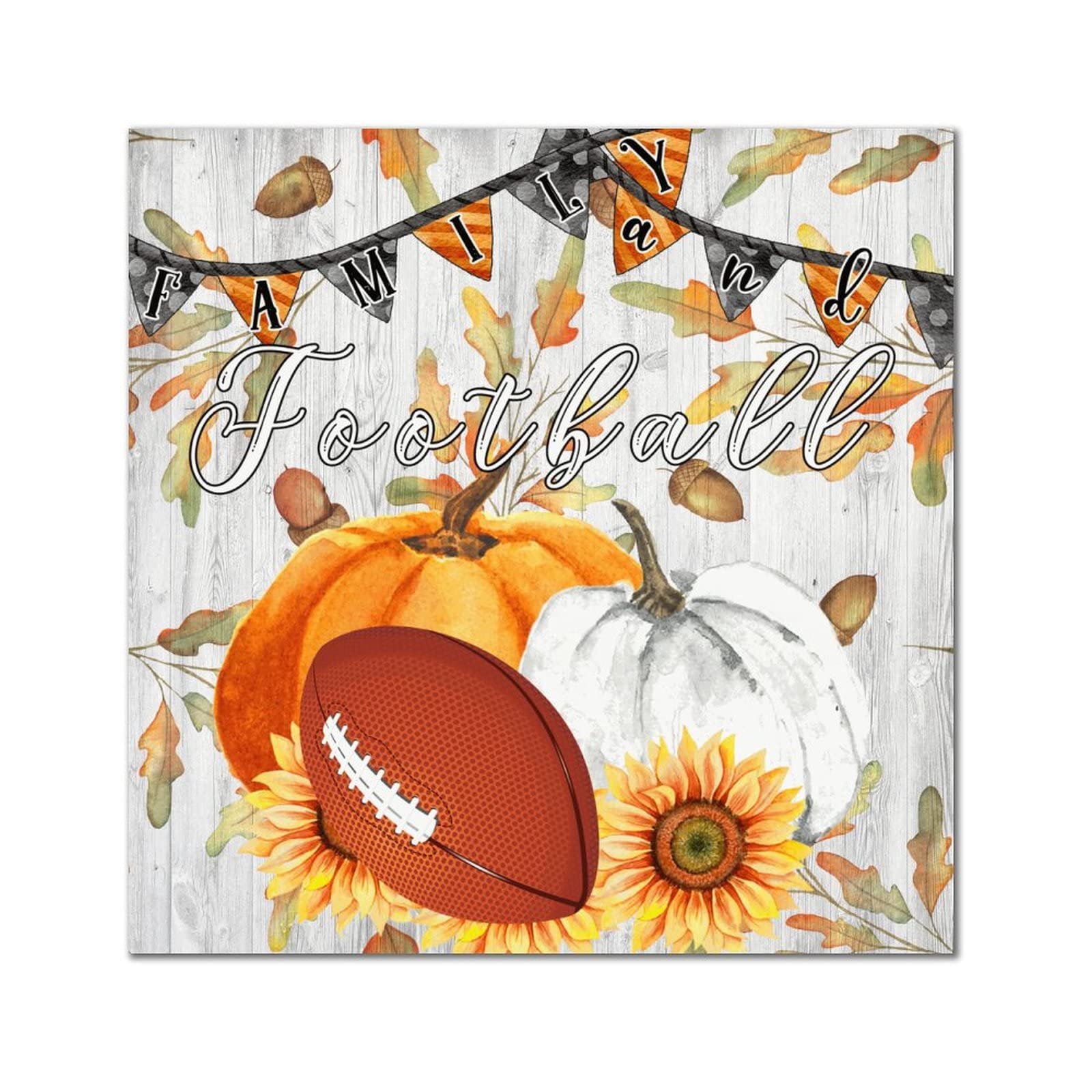 Panneau en bois football et tournesol d'automne tableau mural de salon