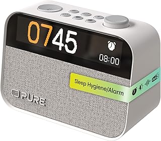 Pure Moment Radiowecker für Schlafzimmer & Büro (DAB+/FM Digital Radio, Bluetooth, White Noise Geräusche Einschlafhilfe, Wake Up Light Lichtwecker, Nachtlicht, Alarm, dimmbares Display) Weiß
