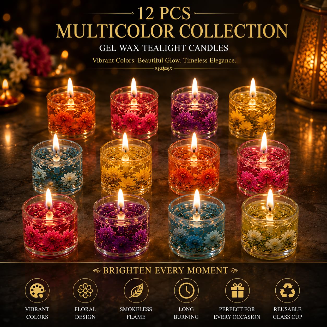 Floral Tealight Candles - 18 Pack, Long Burning -5