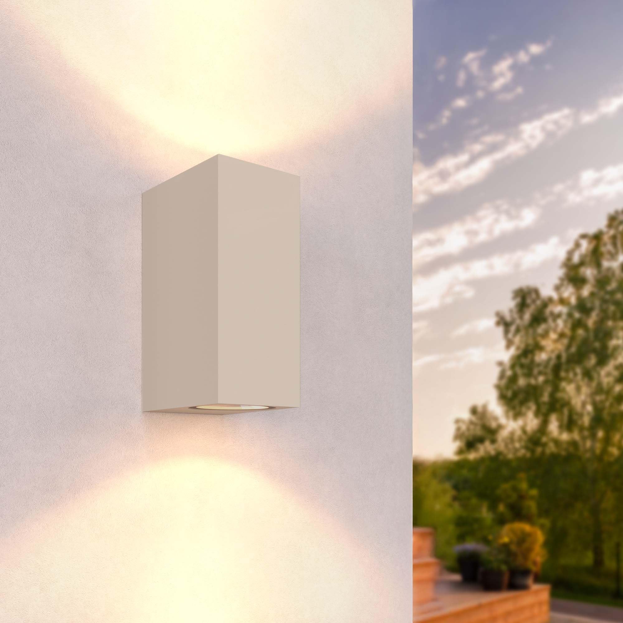 Ledvion - Outdoor Wall Lamp, Cube, GU10 Fitting, Beige, Cube beige
