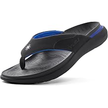 VALSOLE Heavy Duty Support Pain Relief Orthotics Sandals - 220+ lbs Plantar Fasciitis High Arch Support Slippers for Men, Flat Feet Orthotic Flip Flops, Absorb Shock with Every Step,Black